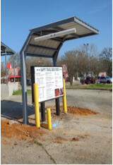 Rear awning for at Happy Trails BBQ restaurant with matching drive thru